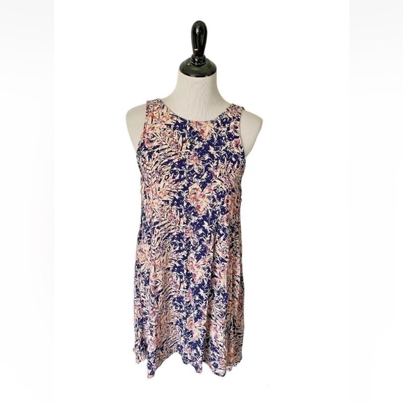 Womens Roxy Size Small Dress Mini Beach Cover Up Navy Blue Floral Criss Cross - Picture 1 of 7